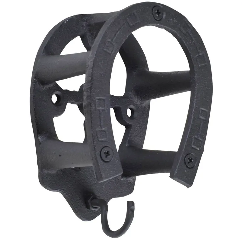HKM Cast Iron Horse Shoe Bridle Hook in Black