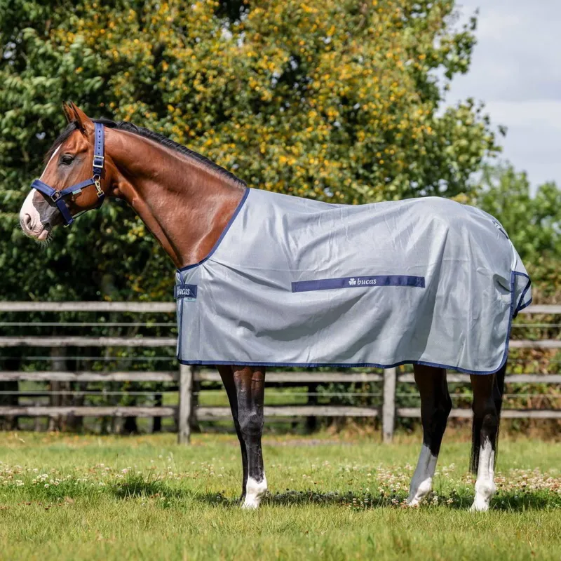 Bucas Buzz-Off Classic Standard Neck Fly Sheet - Silver/Blue-1