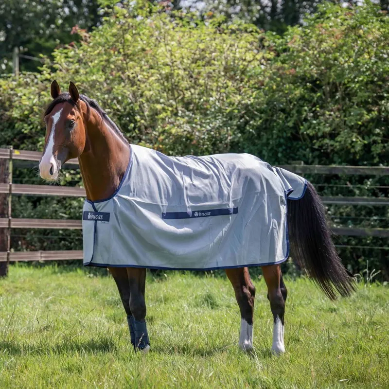 Bucas Buzz-Off Classic Standard Neck Fly Sheet - Silver/Blue-7