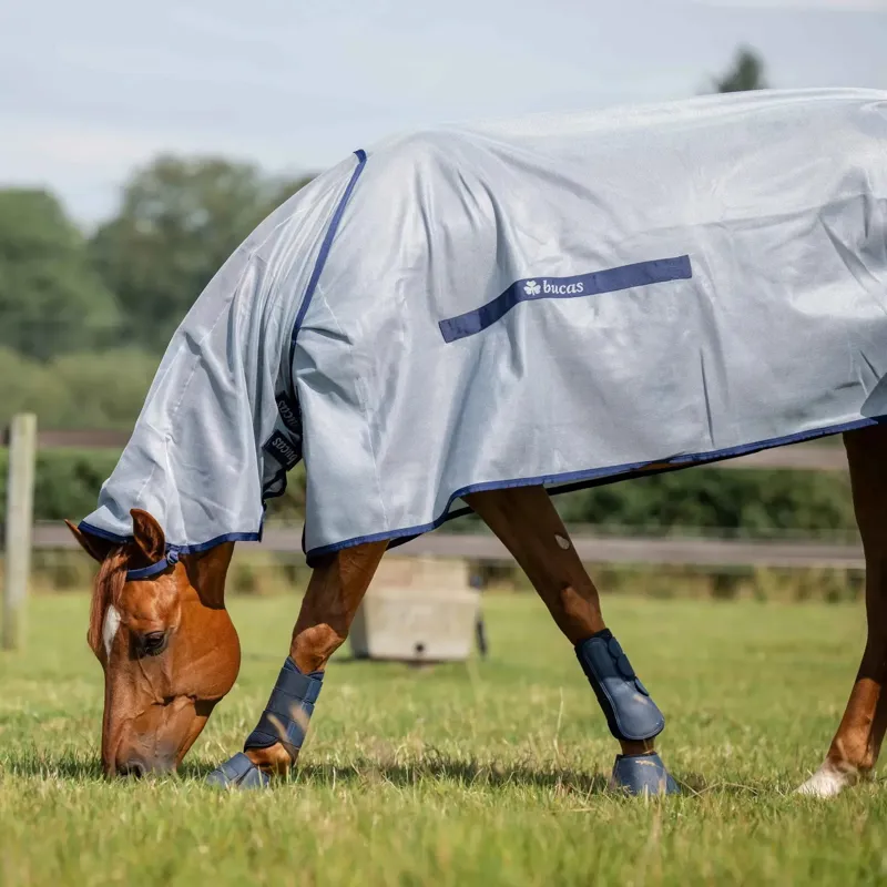 Bucas Buzz-Off Full Neck Fly Sheet - Silver/Blue-2