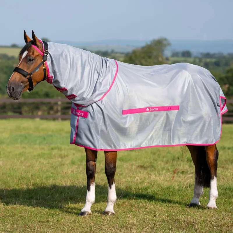 Bucas Buzz Off Detachable Neck Fly Sheet - Blue/Blossom