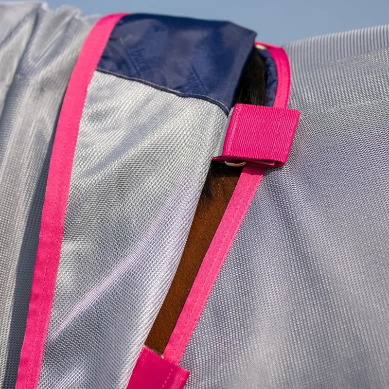 Bucas Buzz Off Detachable Neck Fly Sheet - Blue/Blossom-2