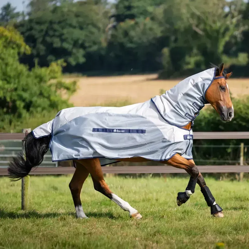 Bucas Buzz Off Rain Detachable Neck Waterproof Fly Sheet - Silver/Blue