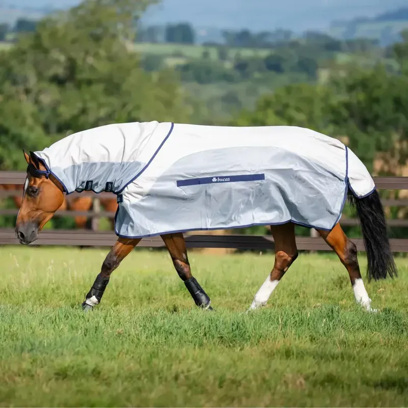 Bucas Buzz Off Rain Detachable Neck Waterproof Fly Sheet - Silver/Blue-2