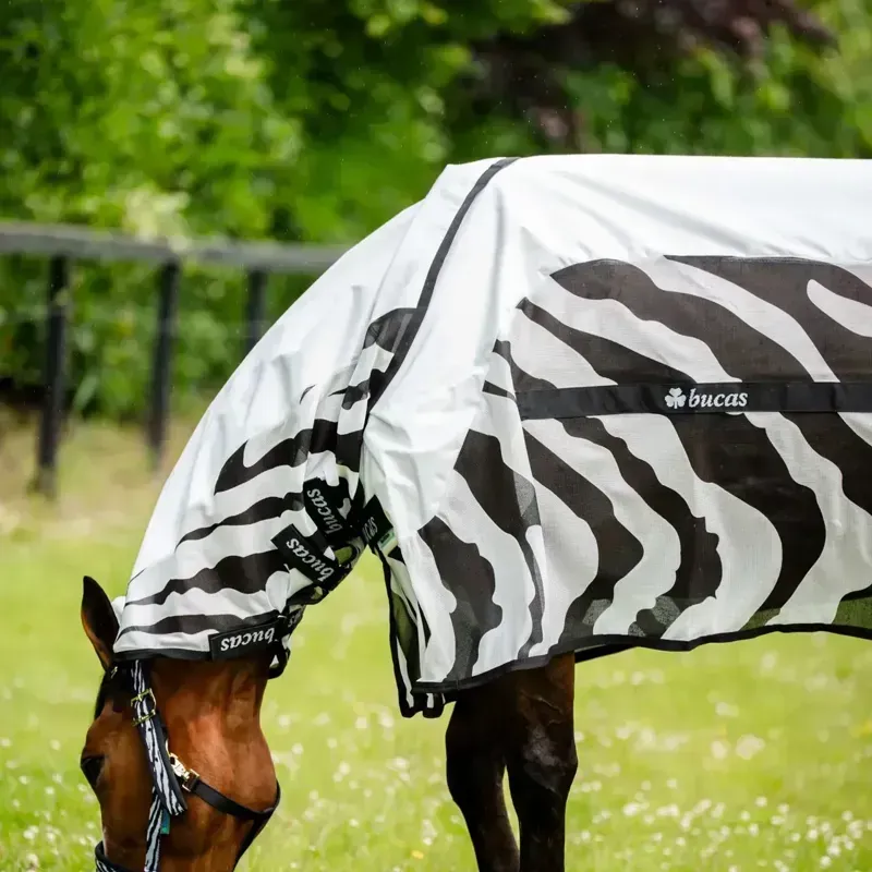 Bucas Buzz Off Rain Detachable Neck Waterproof Fly Sheet - Zebra Print-9