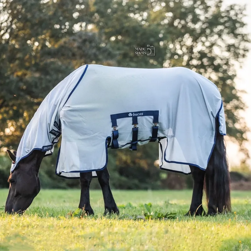 Bucas Buzz-Off X Full Neck Fly Sheet - Silver/Blue-3