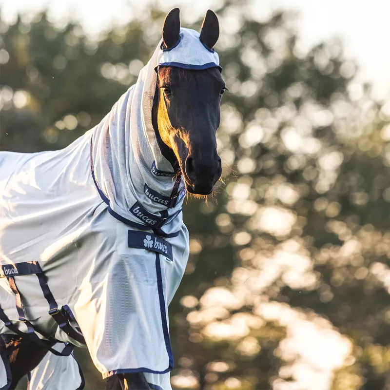Bucas Buzz-Off X Full Neck Fly Sheet - Silver/Blue-6