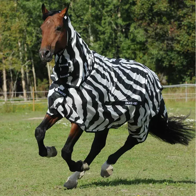 Bucas Buzz-Off Full Neck Fly Sheet - Zebra Print-8