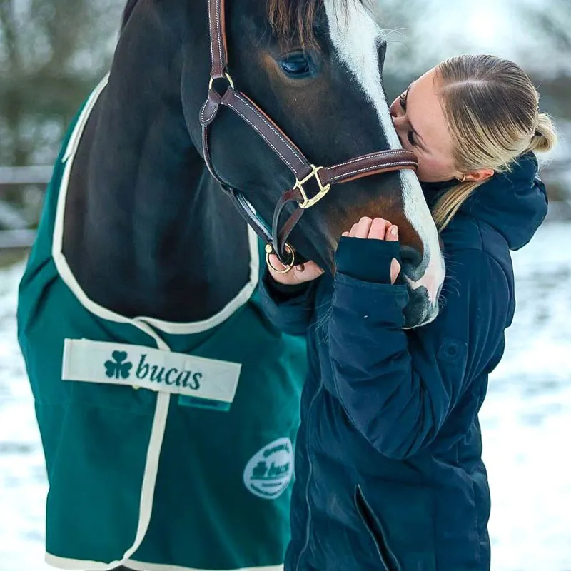 Bucas Green-Line 100g Standard Neck Turnout Blanket - Green/Cream-5