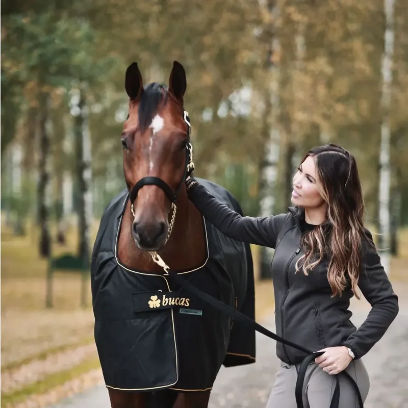 Bucas Irish 50g Standard Neck Turnout Blanket - Black/Gold-3