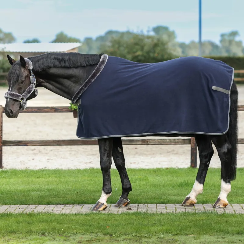 Bucas Show-Line 400g Fleece Blanket - Navy/Grey