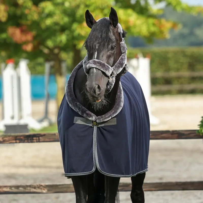 Bucas Show-Line 400g Fleece Blanket - Navy/Grey-3