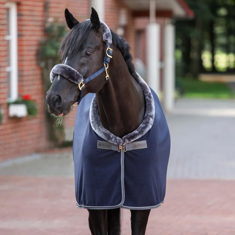 Bucas Show-Line 400g Fleece Blanket - Navy/Grey-4
