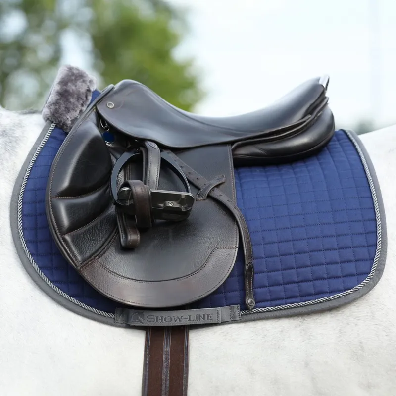 Bucas Show-Line Jump Saddle Pad - Navy/Grey-1