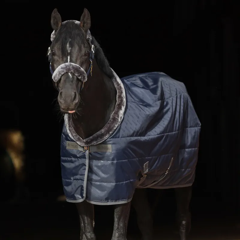 Bucas Show-Line 150g Stable Blanket with Faux Fur Collar - Navy/Grey