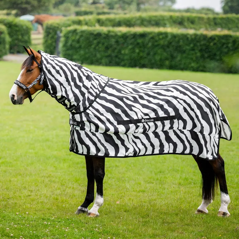 Bucas Sweet-Itch Full Neck Fly Sheet - Zebra Print-2