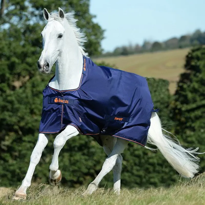 Bucas Therapy Lightweight 50g Turnout Blanket - Navy/Orange