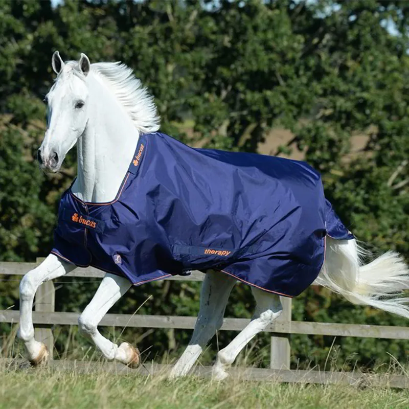 Bucas Therapy Lightweight 50g Turnout Blanket - Navy/Orange-1