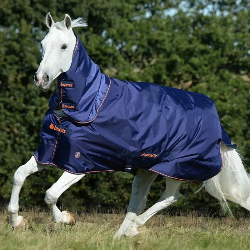 Bucas Therapy Turnout Blanket Neck Cover - Navy/Orange-2