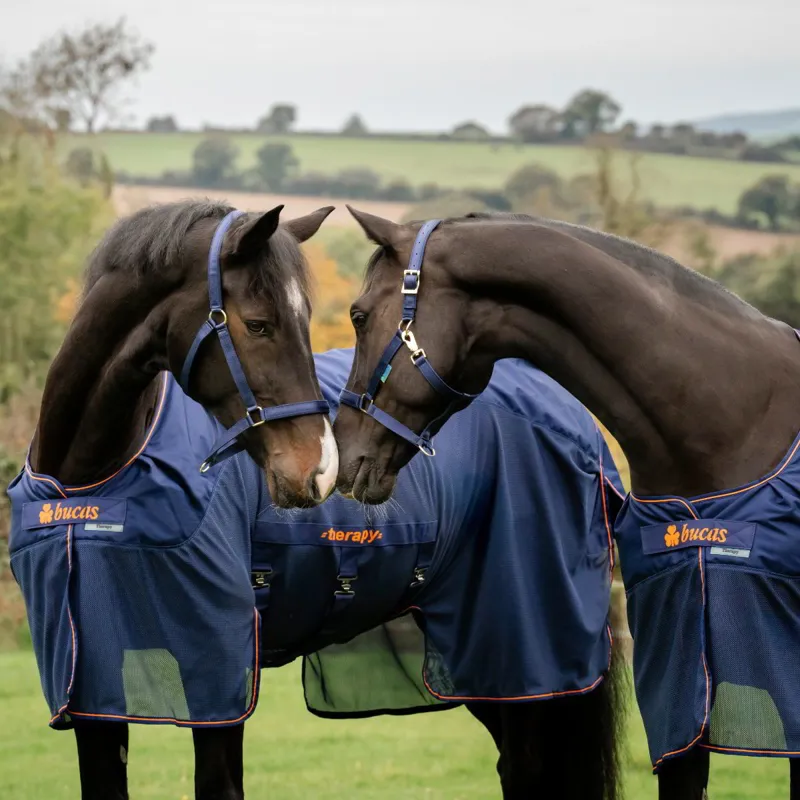 Bucas Therapy X-Range Rain Waterproof Detachable Neck Rug Navy/Orange-1