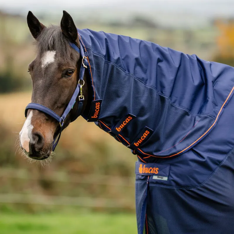 Bucas Therapy X-Range Rain Waterproof Detachable Neck Rug Navy/Orange-5