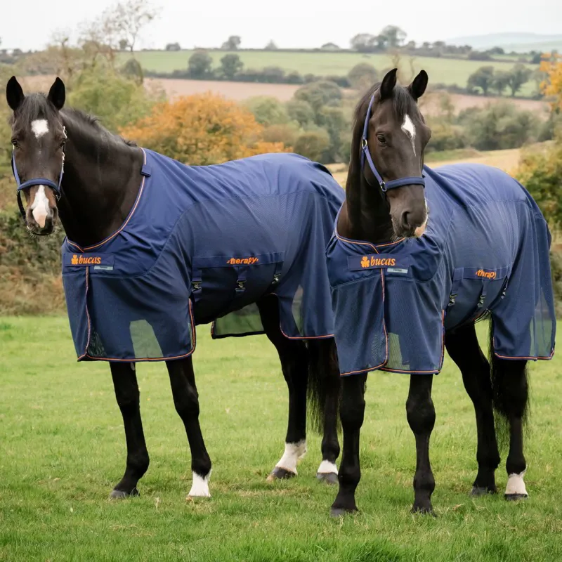 Bucas Therapy X-Range Rain Waterproof Detachable Neck Rug Navy/Orange-6