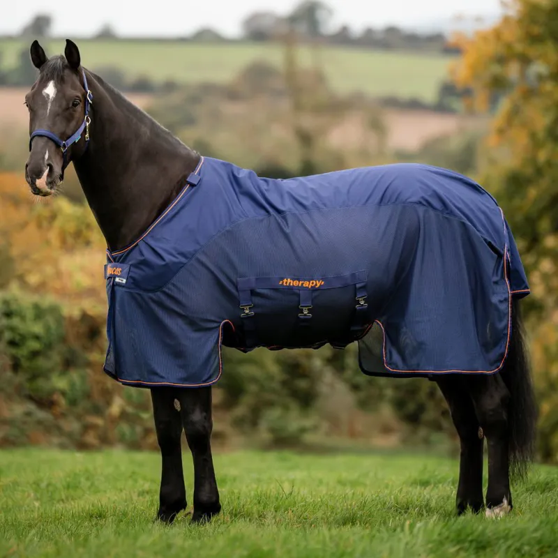 Bucas Therapy X-Range Rain Waterproof Detachable Neck Rug Navy/Orange-9