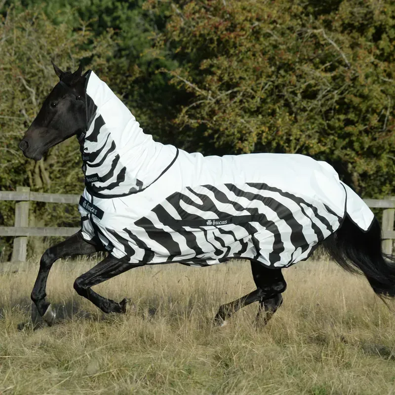 Bucas Buzz Off Rain Detachable Neck Waterproof Fly Sheet - Zebra Print-3