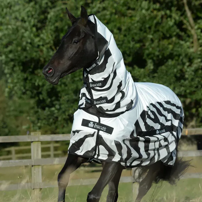 Bucas Buzz Off Rain Detachable Neck Waterproof Fly Sheet - Zebra Print-4