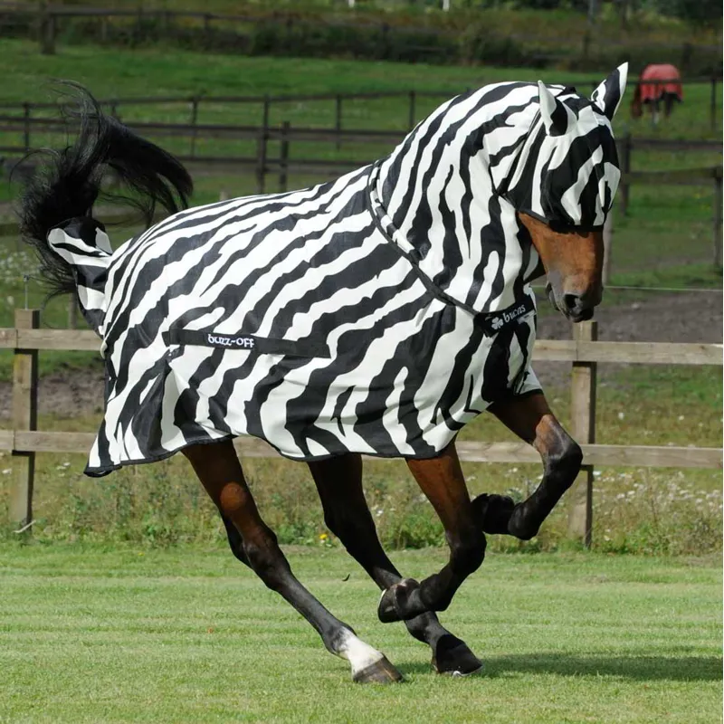 Bucas Buzz-Off Full Neck Fly Sheet - Zebra Print-6