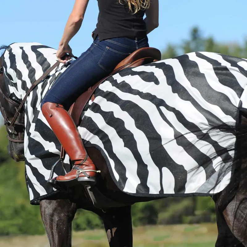 Bucas Buzz-Off Riding Sheet - Zebra Print-5