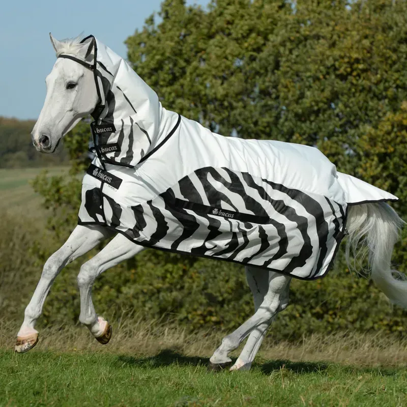 Bucas Buzz Off Rain Detachable Neck Waterproof Fly Sheet - Zebra Print-2