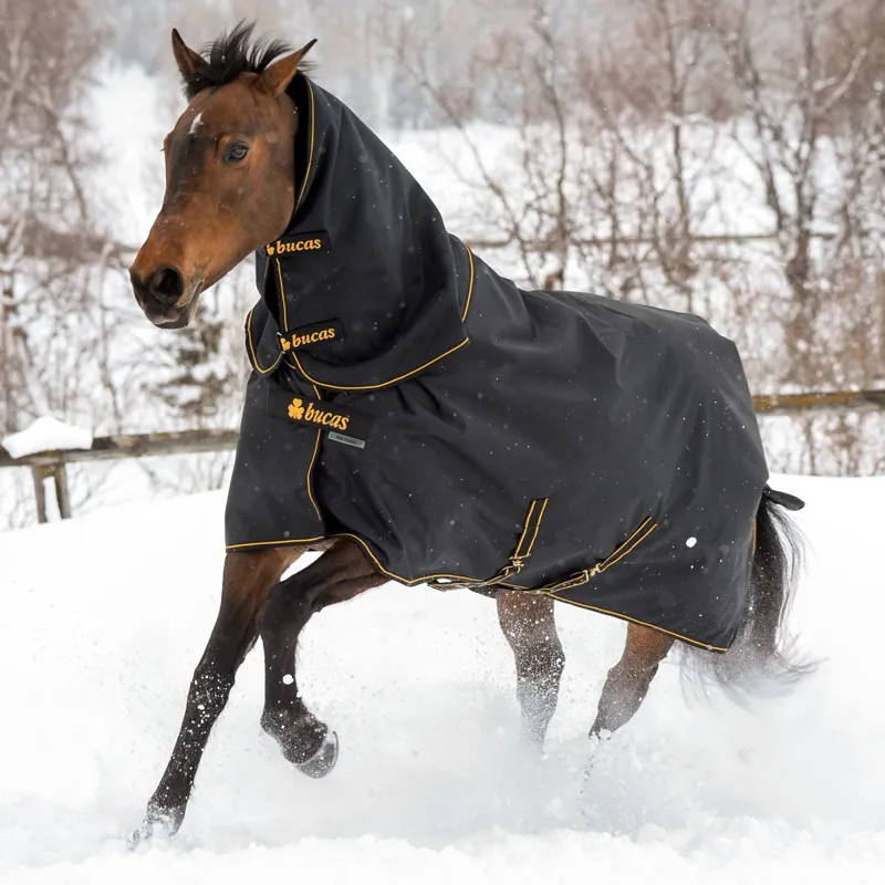 Bucas Irish 50g Detachable Neck Turnout Blanket - Black/Gold-1