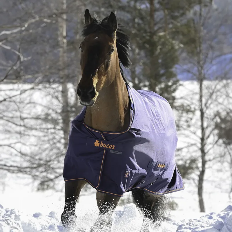 Bucas Therapy 0g Turnout Blanket - Navy/Orange-4