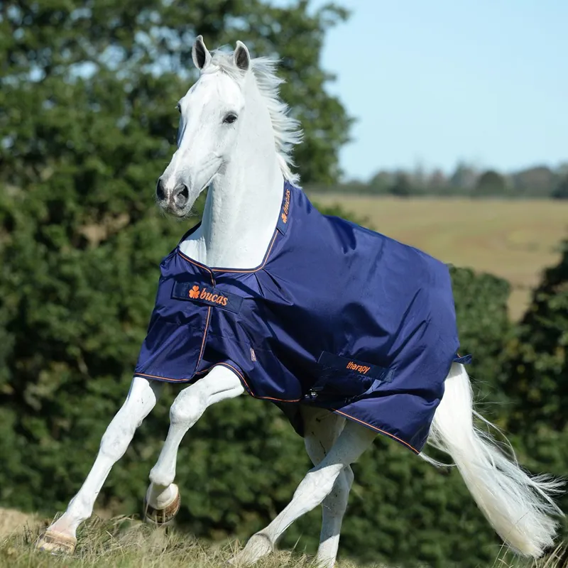 Bucas Therapy 0g Turnout Blanket - Navy/Orange-1
