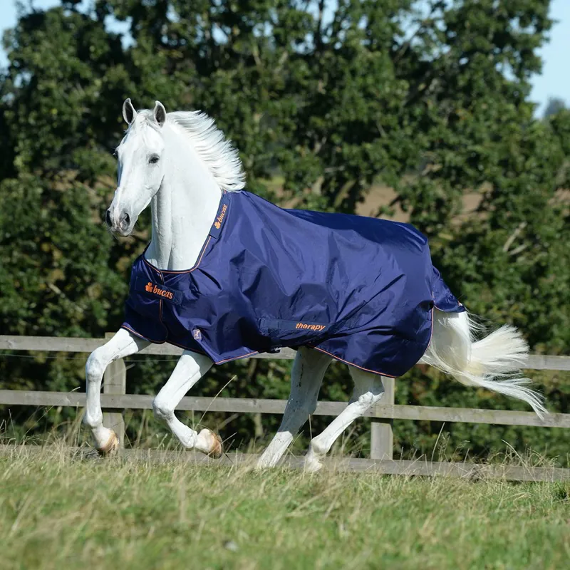 Bucas Therapy 0g Turnout Blanket - Navy/Orange