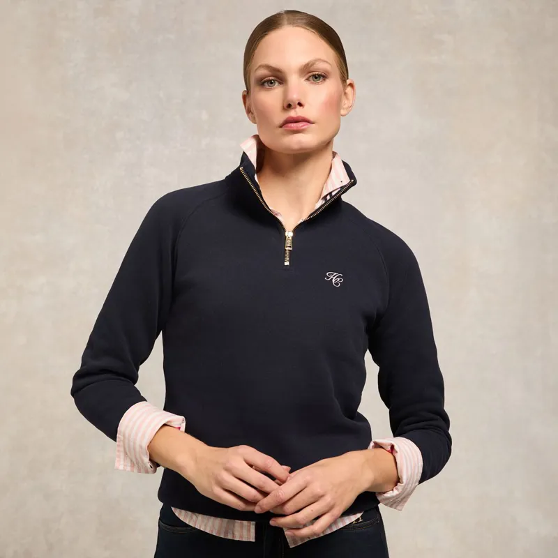 Holland Cooper Burford Quarter Zip Womens Sweater - Ink Navy