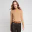 Holland Cooper Buttoned Knit Womens Turtleneck - Dark Camel