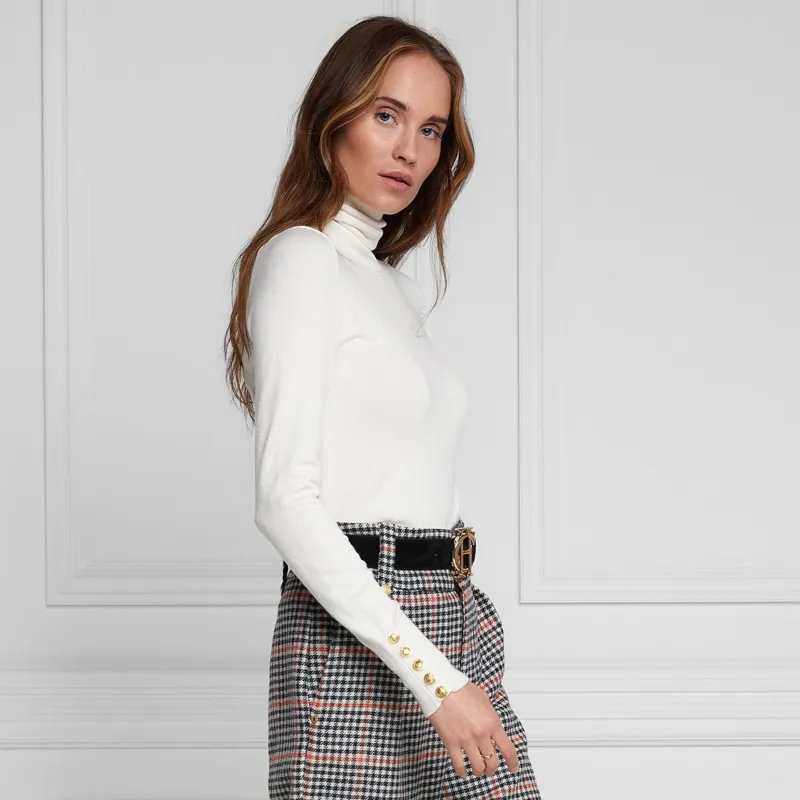 Holland Cooper Buttoned Knit Turtleneck - Cream-7