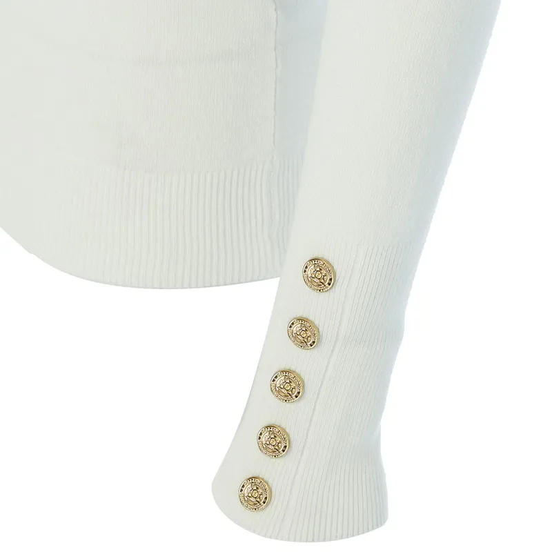 Holland Cooper Buttoned Knit Turtleneck - Cream-2