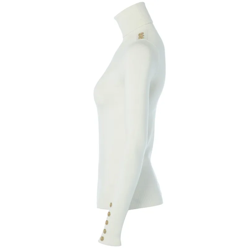 Holland Cooper Buttoned Knit Turtleneck - Cream-1