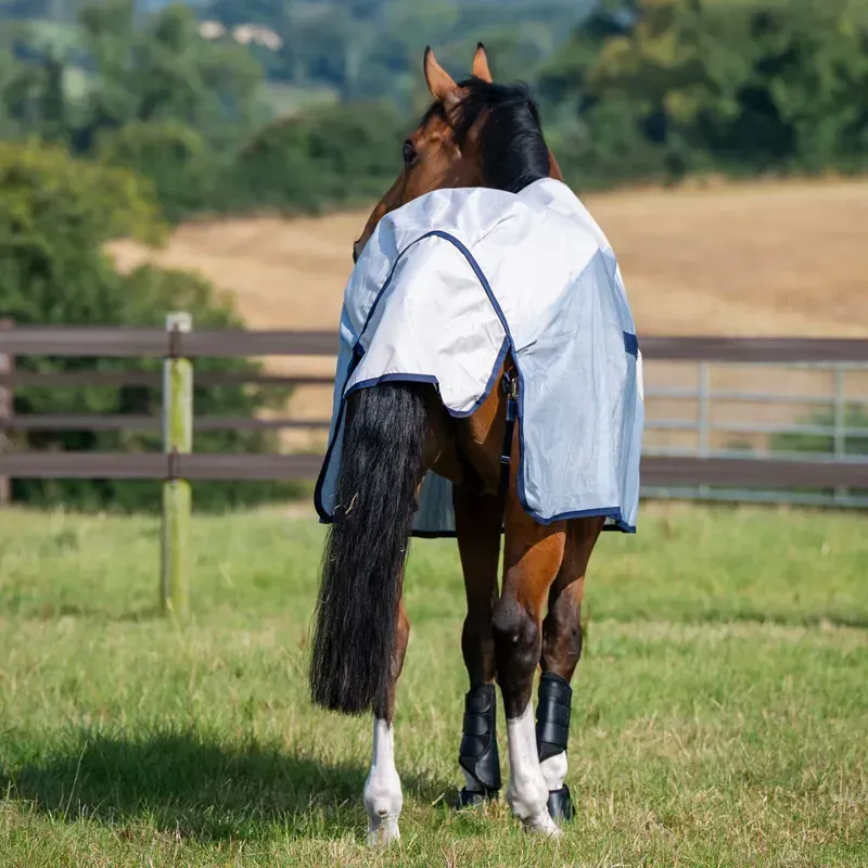 Bucas Buzz Off Rain Detachable Neck Waterproof Fly Sheet - Silver/Blue-3
