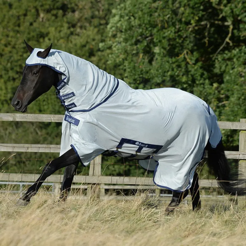 Bucas Buzz-Off X Full Neck Fly Sheet - Silver/Blue-1