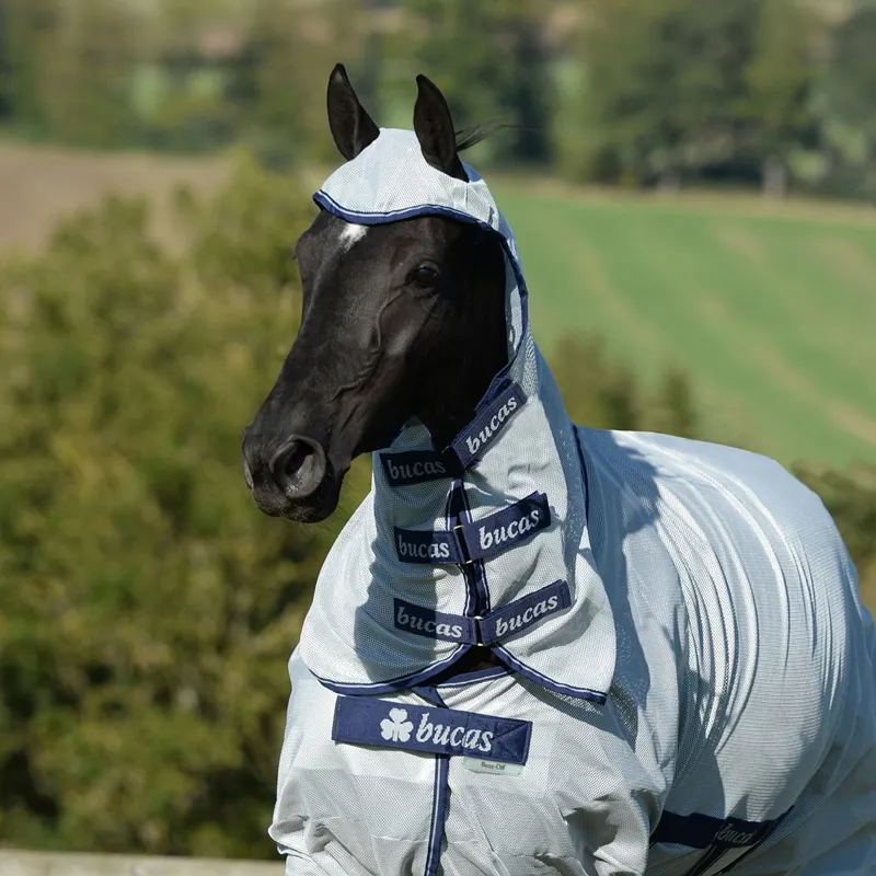 Bucas Buzz-Off X Full Neck Fly Sheet - Silver/Blue-2