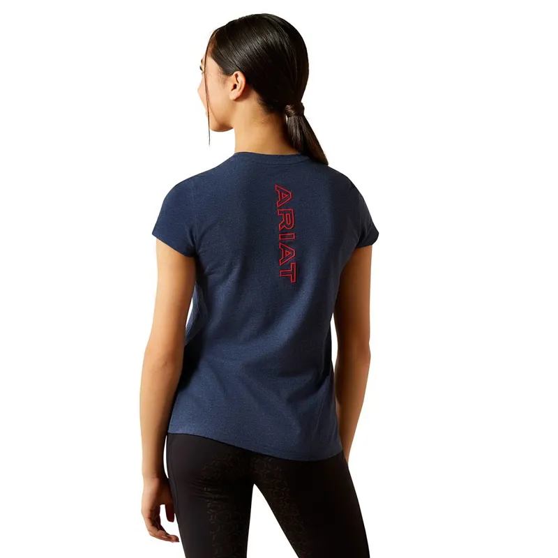 Ariat BV Logo Junior Girls Short Sleeved Tee - Navy Heather-1