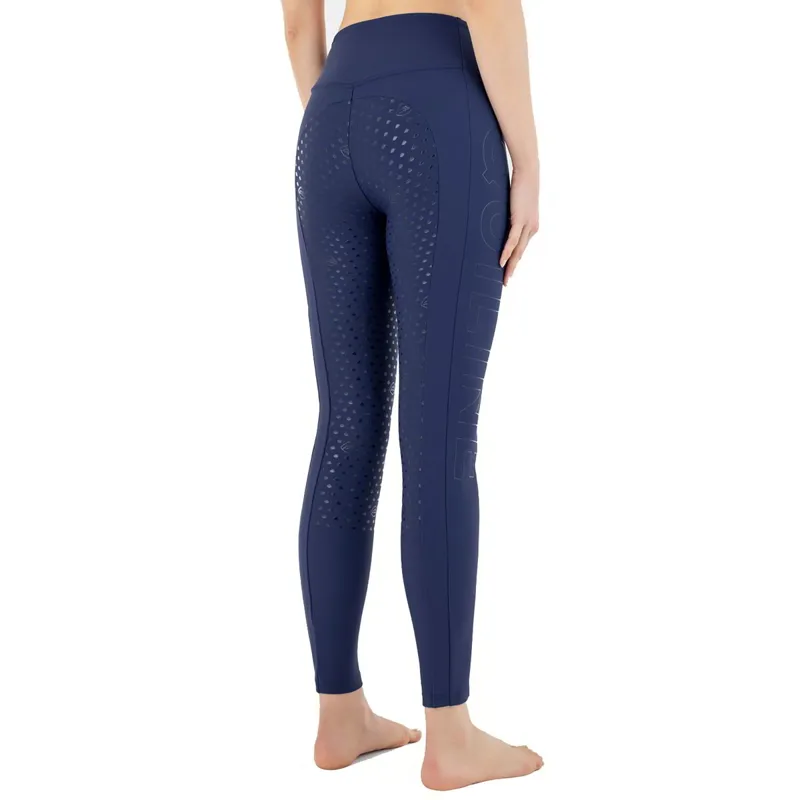 Equiline Caisfh Full Grip Women's Winter Riding Tights - Navy Peony-1