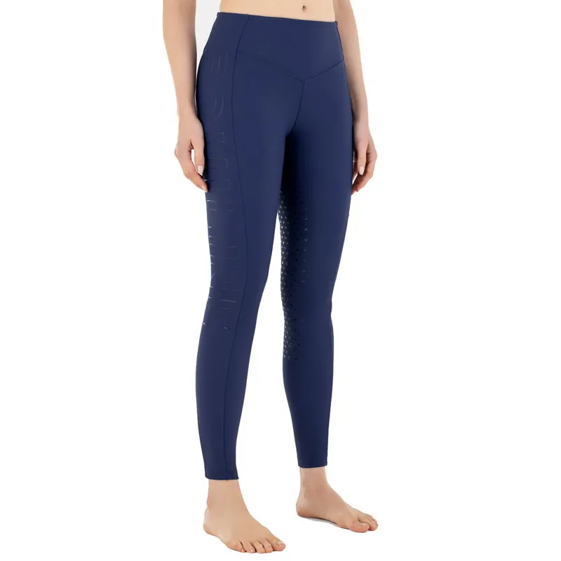 Equiline Caisfh Full Grip Women's Winter Riding Tights - Navy Peony