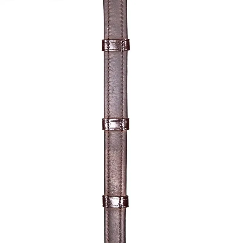 Henry James Calfskin Supergrip Reins with Stoppers - Havana Brown