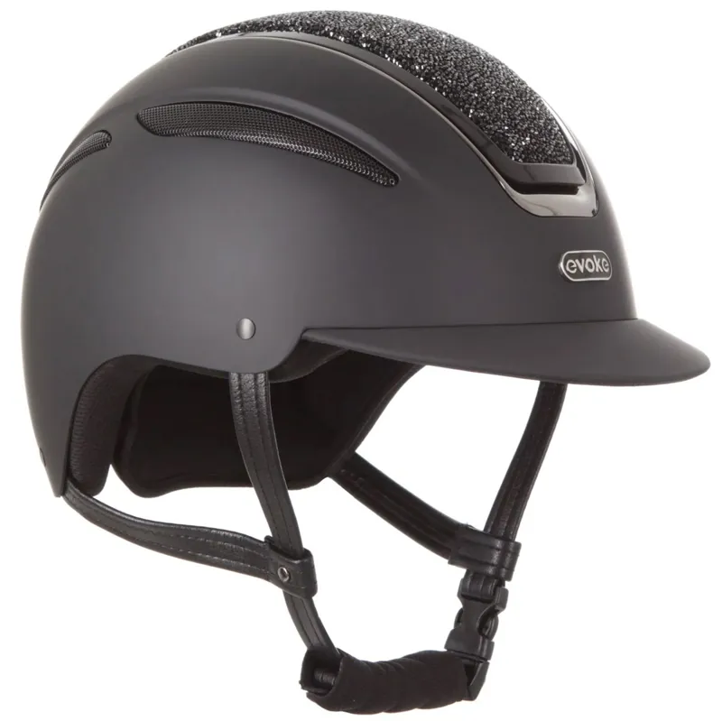Evoke Callisto Classic Peak Riding Helmet - Black/Black Crystal-3