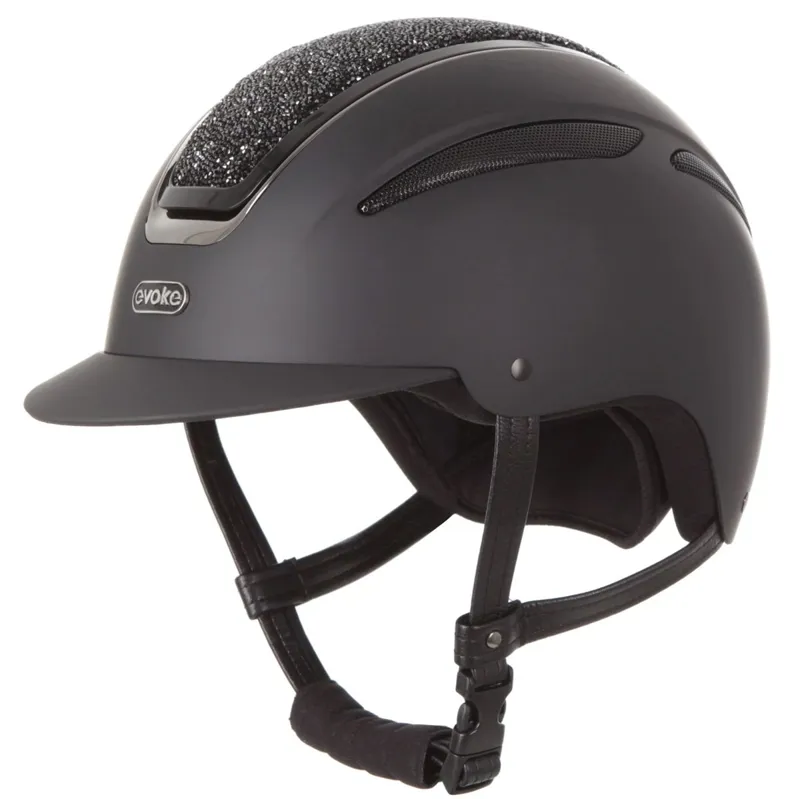 Evoke Callisto Classic Peak Riding Helmet - Black/Black Crystal